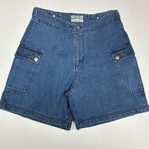 Vtg Y2K Amilano Collection Women Denim Cargo Shorts High Rise Med Wash Sz 9/10
